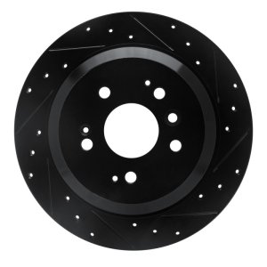 Honda Ridgeline Brake Rotor (1) - Rear Right - R1 Concepts - Drilled & Slotted - Black - `16-`25